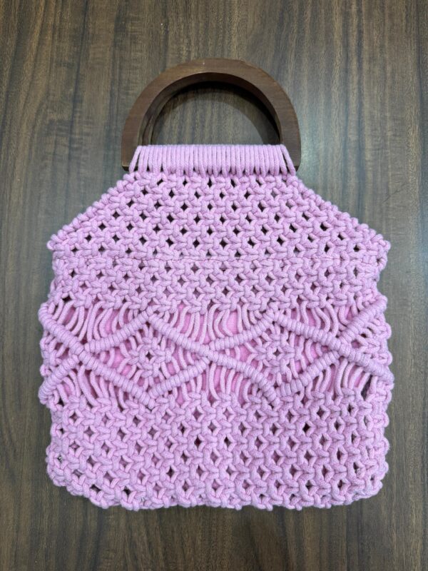 pink knotted macrame bag