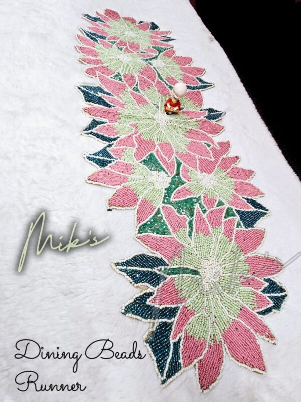 BEADS STONE WORK DINING RUNNER