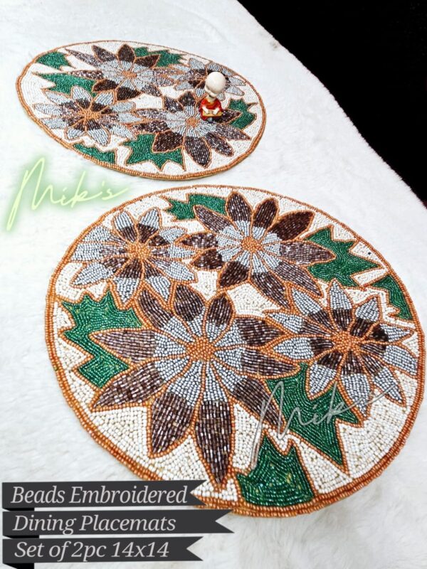 LUXURIOUS BEADS PEARLS STONE WORK DINING MATS