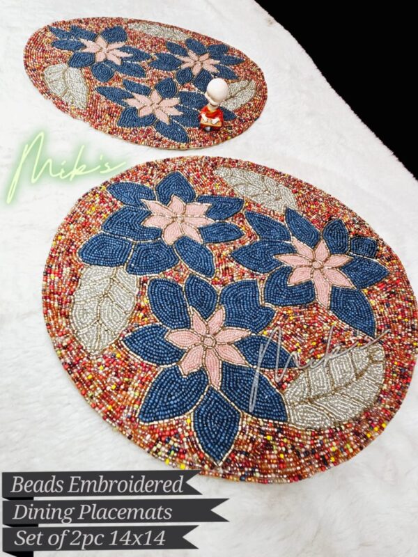 LUXURIOUS BEADS PEARLS STONE WORK DINING MATS