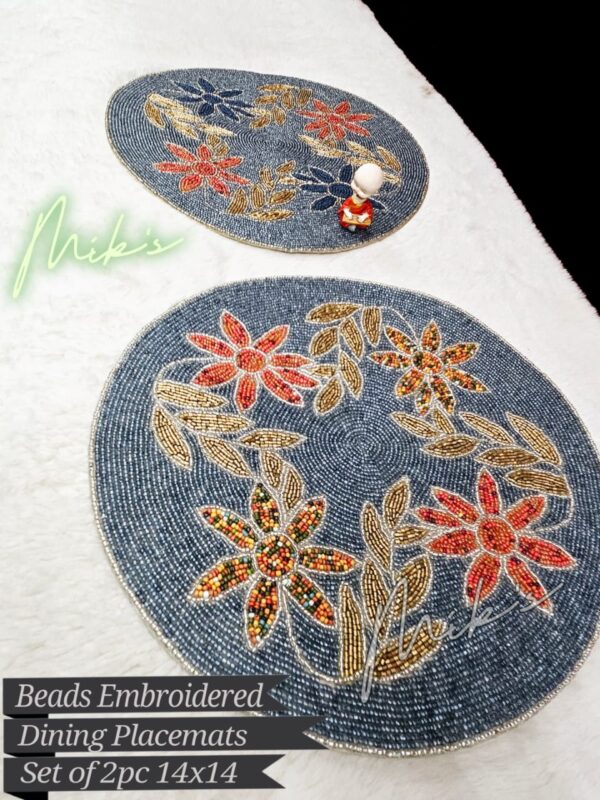 LUXURIOUS BEADS PEARLS STONE WORK DINING MATS