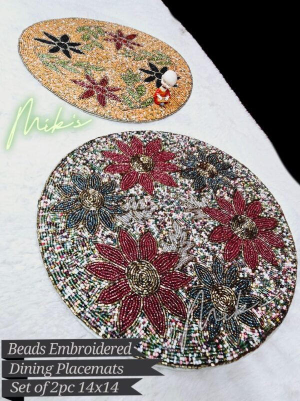 LUXURIOUS BEADS PEARLS STONE WORK DINING MATS