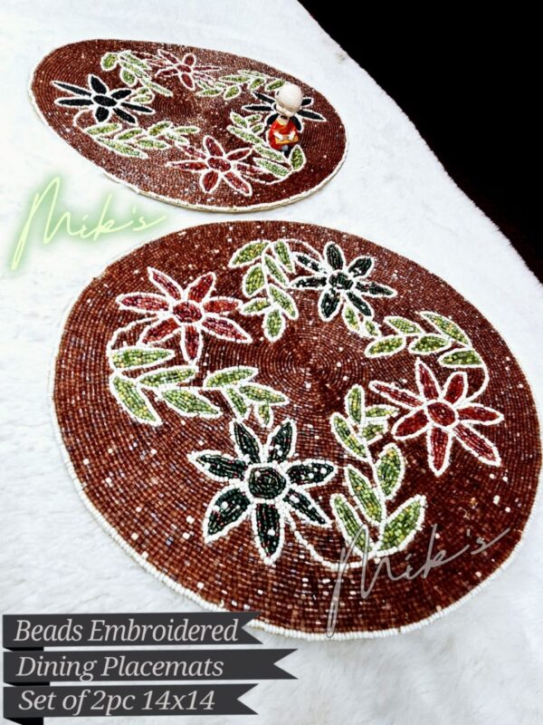 LUXURIOUS BEADS PEARLS STONE WORK DINING MATS