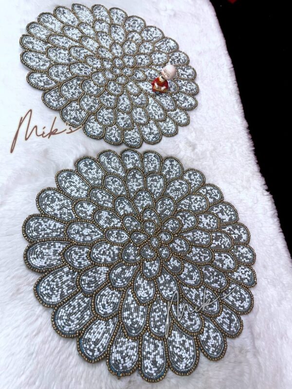 LUXURIOUS BEADS PEARLS STONE WORK DINING MATS