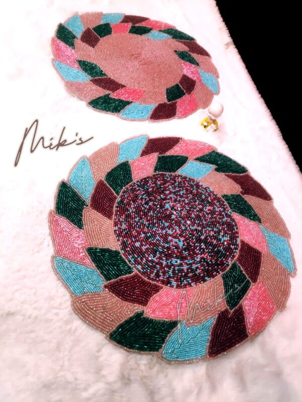 LUXURIOUS BEADS PEARLS STONE WORK DINING MATS